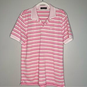 G/Fore Men’s Cinque‎ Terre Striped Polo Shirt Medium Pink Red